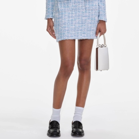 self-portrait Blue Checked Collared Knit Mini Dress Size Med - MSRP $615 - NWT - Picture 8 of 8